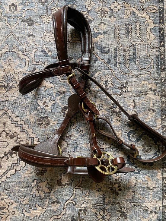 Masego Other - Masego Brown Leather Biteless Bridle-Style Headstall with Brass Hardware